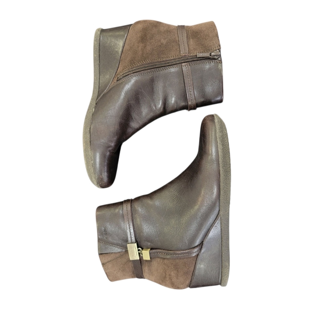 Geox Respira Amelia Brown Ankle Boots Suede Leather Wedge Booties Women’s 38.5 - Picture 9 of 16
